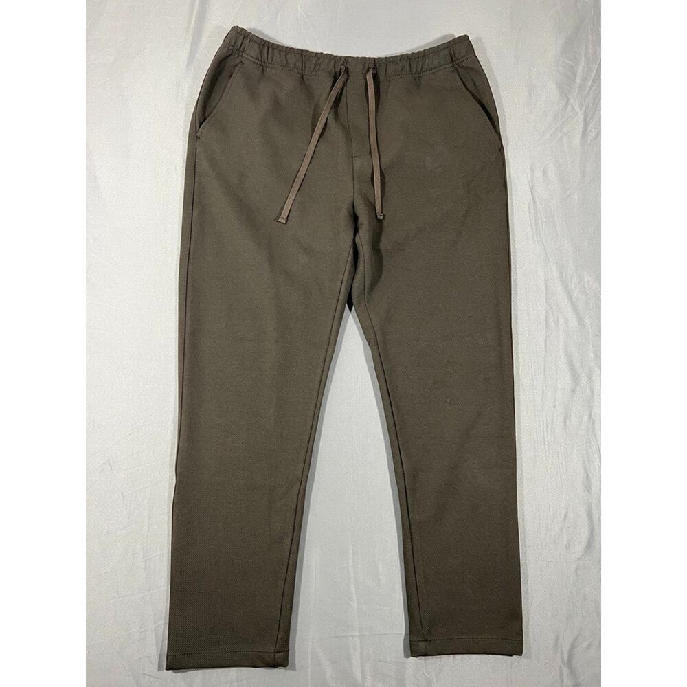 Zara Track Pants Mens 34 Brown Cotton Elastic Waist Performance Tapered Leg